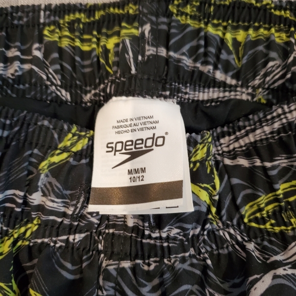 Speedo Boys Swim Trunk Board Short Black Shark  Size M 10 12 - Picture 6 of 7